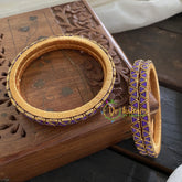 Single Line Kundan Bangle-Triangle-Violet-Glossy-G3645